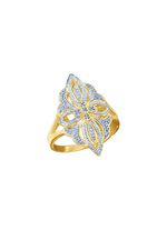 Bloemen damesring met 4 diamanten 