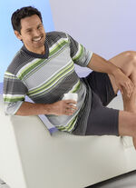 Shorty met V-hals en gestreept design 