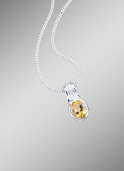 Hanger met echte citrien en synthetische zirkonia 