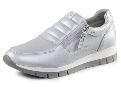 ELENA EDEN sneakers gemaakt van nappaleer en zilvergrijs suède met reliëf 