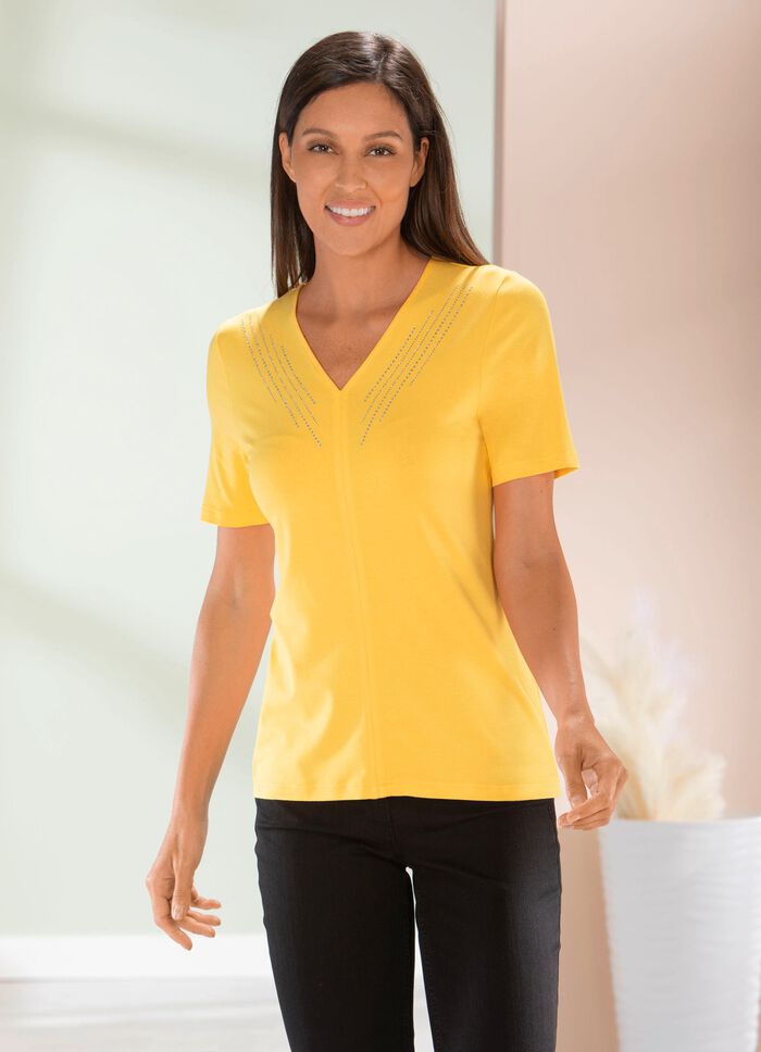 Shirt met elegante strassversiering in 2 kleuren 