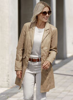 Korte leren jas met reverskraag ANTIK BEIGE