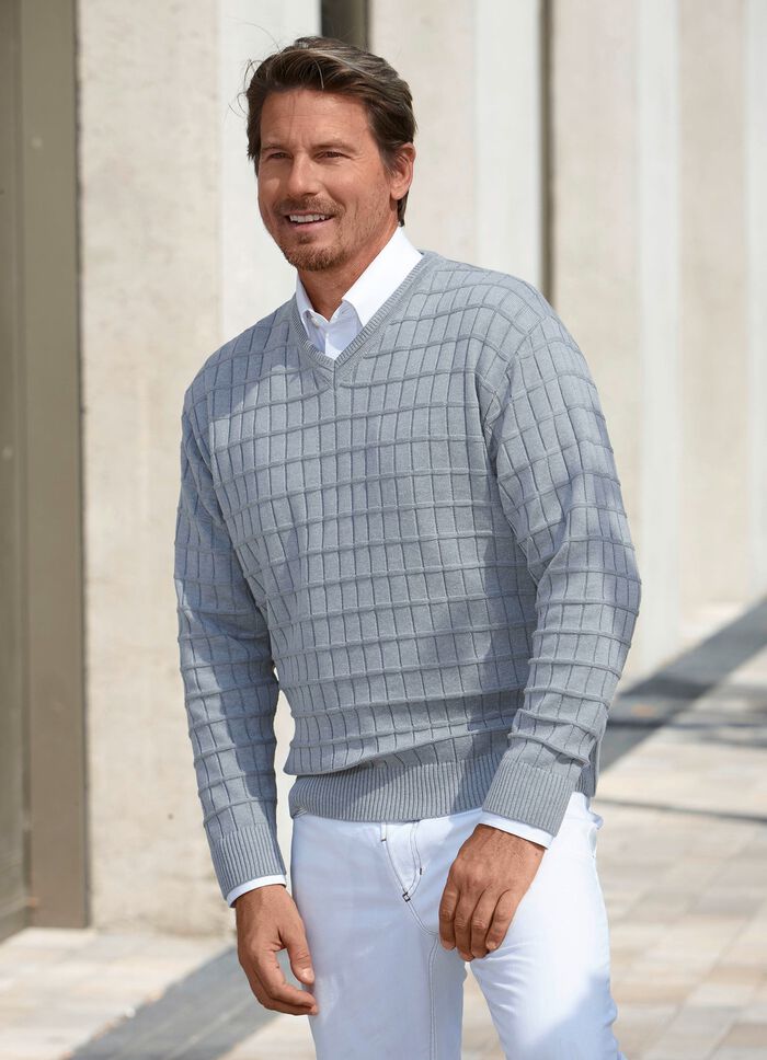 Casual trui met V-hals en gestructureerd ontwerp in 3 kleuren 