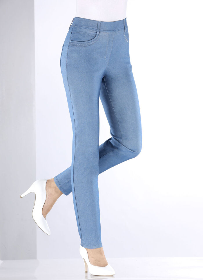Broek in denimlook JEANSBLAUW