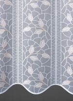 Kort gordijn met filigraan geborduurd bladmotief 