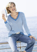 Trui met gestreept dessin JEANSBLAU-ECRU