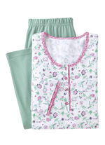 Pyjama met all-over dessin en knoopsluiting WEISS-ROSA-JADE