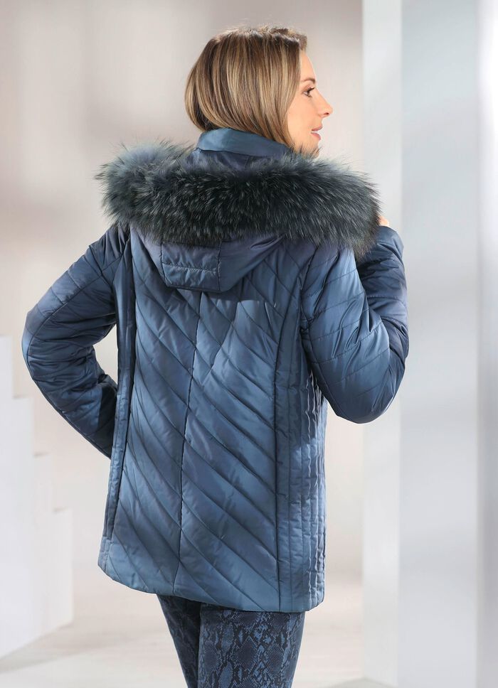 Jas met afneembare capuchon STAALBLAUW