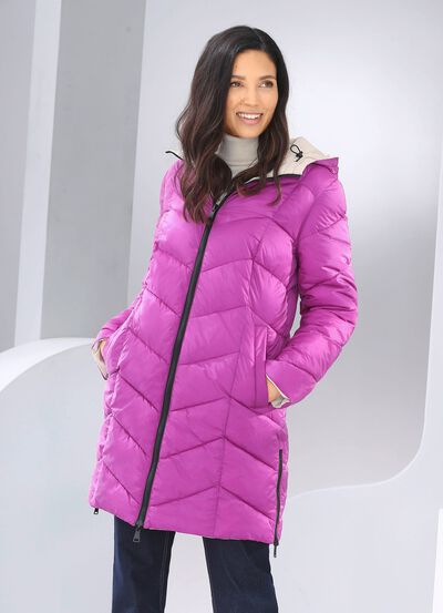 Omkeerbare korte jas met vaste capuchon 