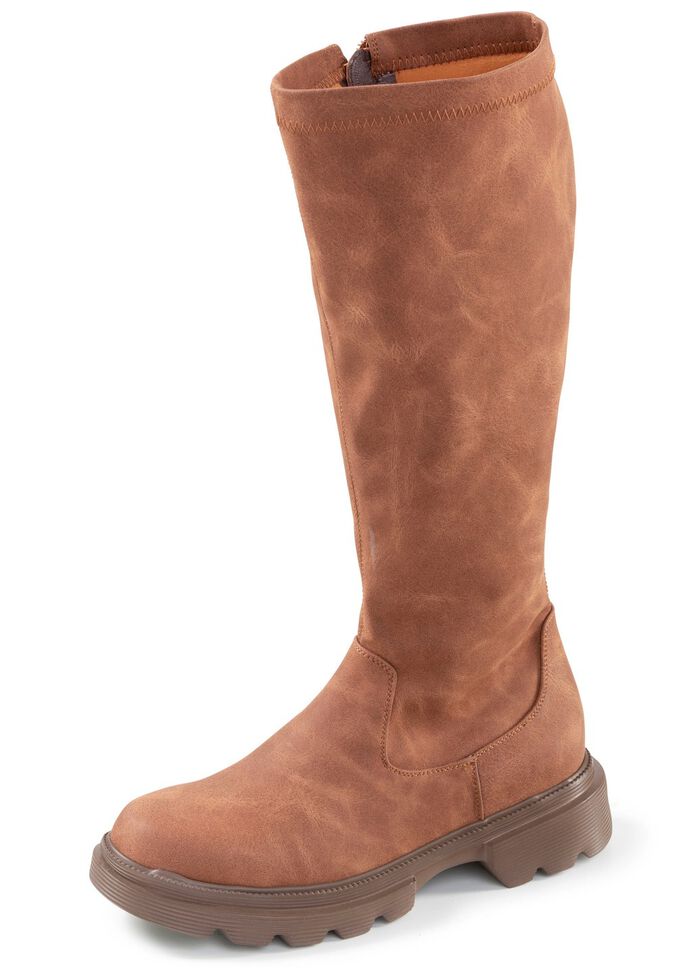 Andrea Conti, klassieke dameslaarzen, met binnenrits BRUIN