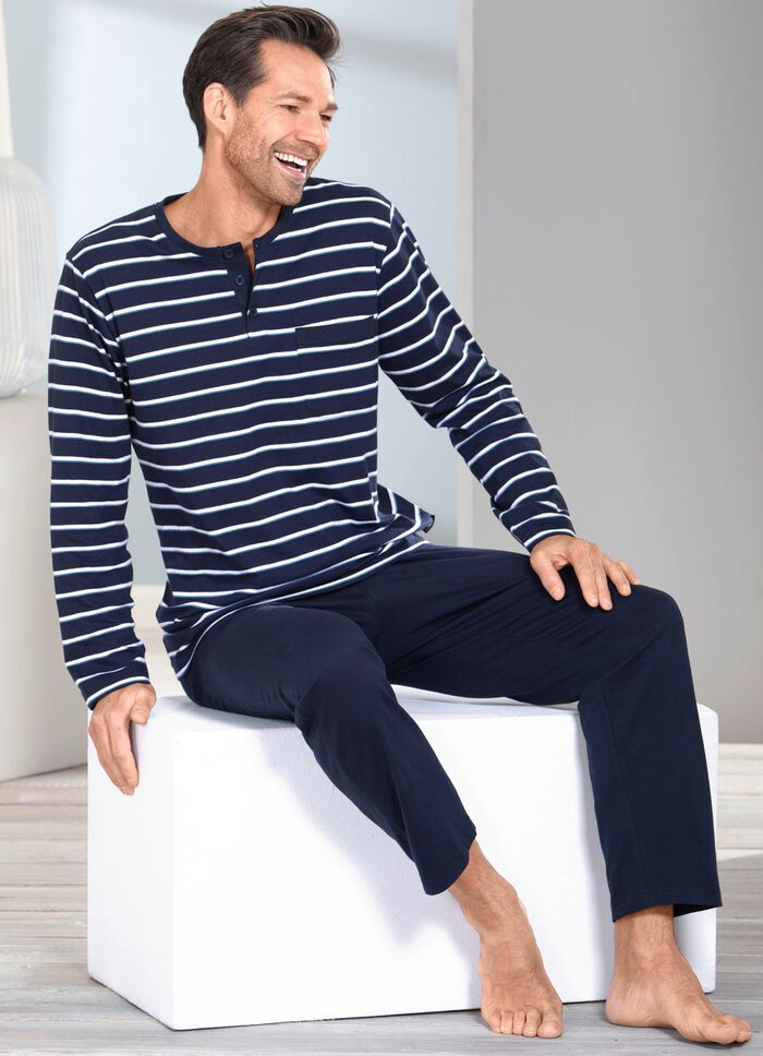 Two-pack pyjama met knoopsluiting en open manchetten 