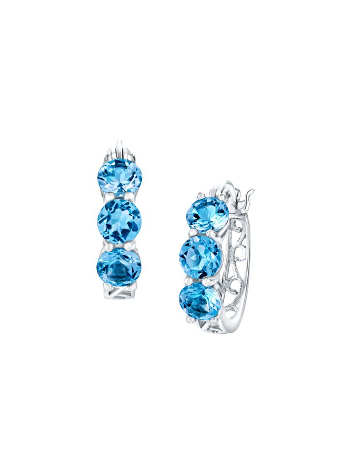 Versierde oorringen met blauwe topaas 