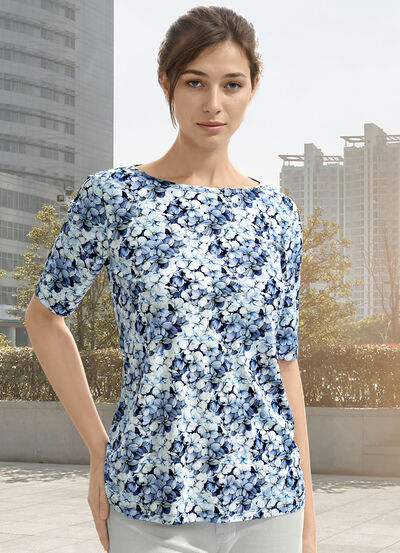 Shirt met platte halslijn 