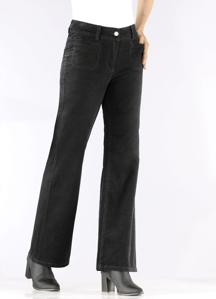Wijde corduroy broek ZWART
