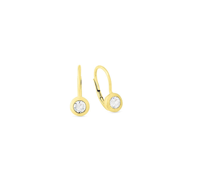 Elegante oorbellen in geel goud met diamanten 