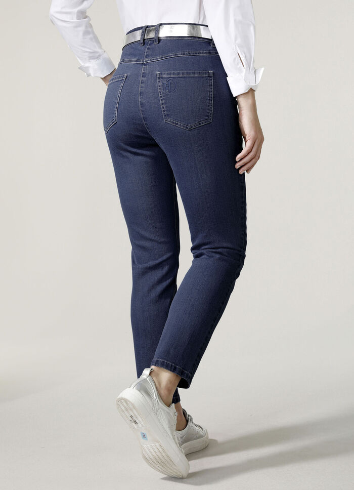 Enkellange jeans in 5-pocketmodel DUNKELBLAU