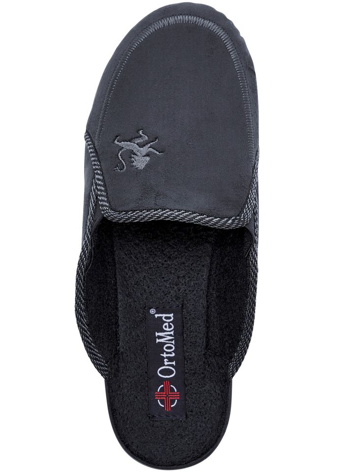 Tweepack klassieke herenpantoffels, breedte H, met elastische band BLAUW-ZWART