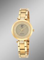 ETT-dameshorloge op zonne-energie met roestvrijstalen polsband en kast 