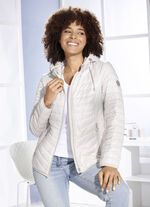 Kort jasje met een opvallend minimalistisch design BEIGE-WIT