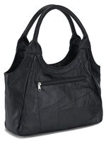 Nappaleer tas met patchwork ZWART