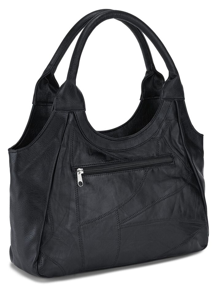 Nappaleer tas met patchwork ZWART