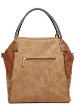 Collezione Alessandro tas gemaakt van deels veloursmateriaal met reptielreliëf COGNAC