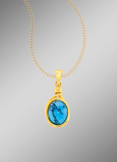 Kostbare unicums: Kettinghanger met turkoois, beh. en met matrix 