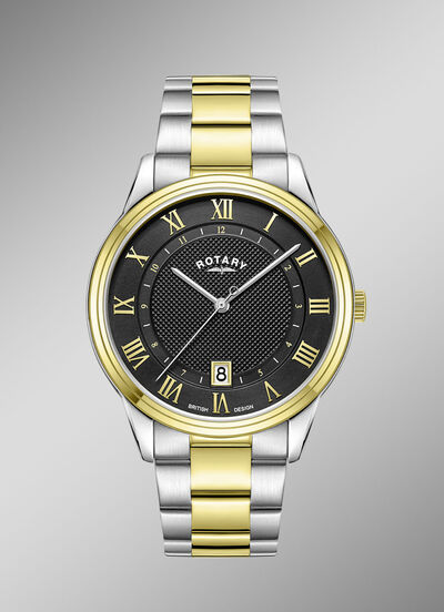 Roterend quartz herenhorloge in bicolor 