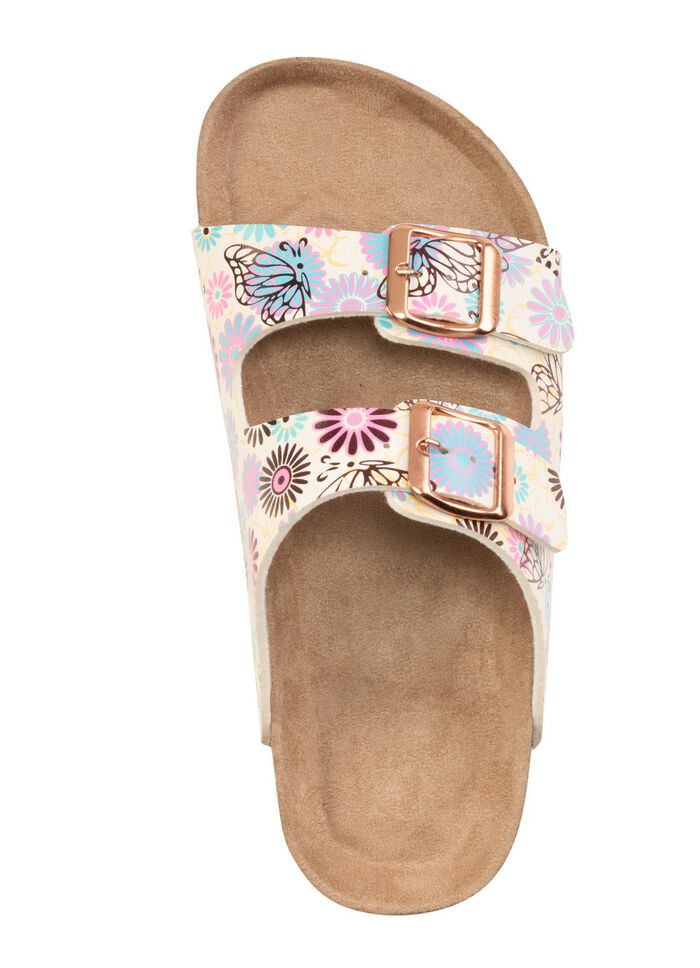 Muiltjes in een speels geprint dessin ECRU-KLEURRIJK