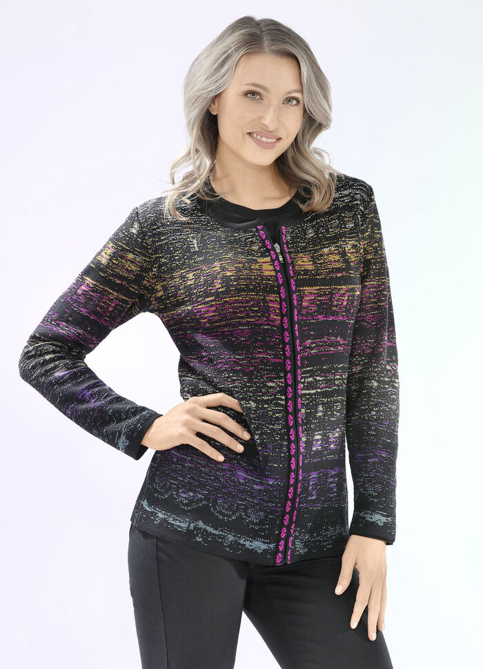 Vest in jacquarddessin ZWART-MEERKLEURIG