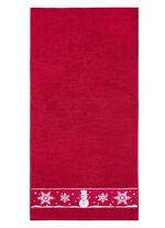 Zachte badstofserie met jacquardrand ROOD