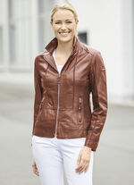 Kort leren jack van &ldquo;Cabrini&rdquo; MITTELBRAUN