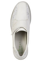 ELENA EDEN, comfortabele damespantoffels, breedte G, met uitneembaar voetbed ECRU-SILBER