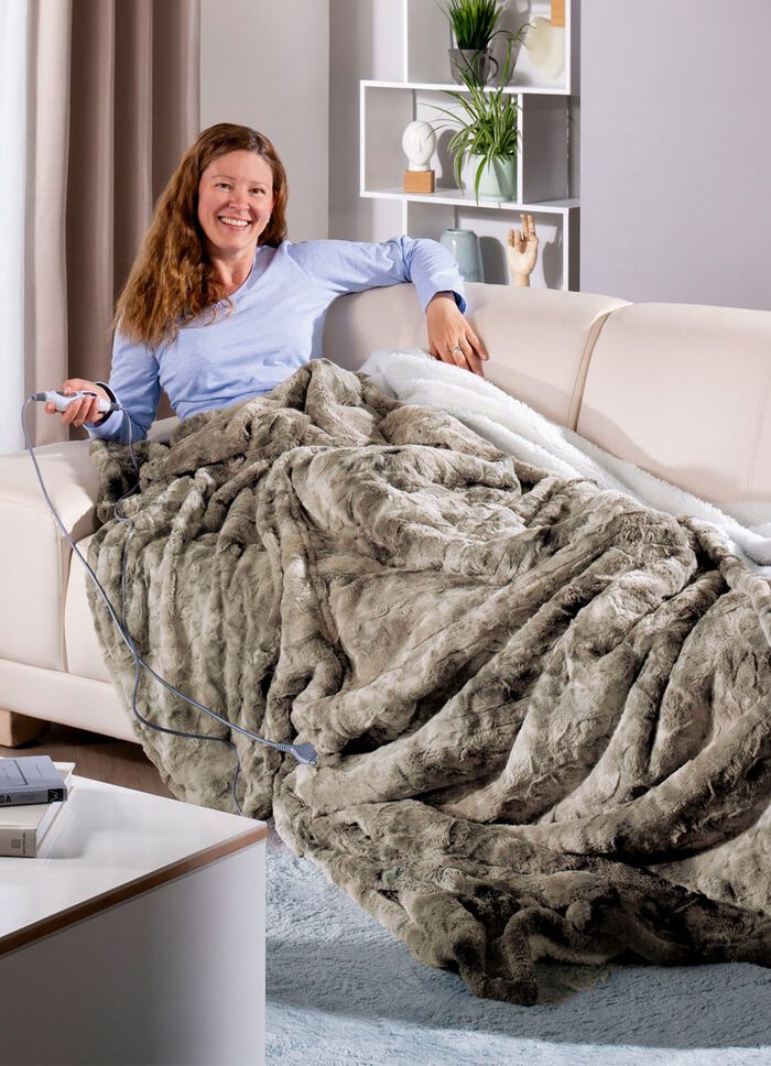 XXL elektrische deken in lamsvachtlook BEIGE