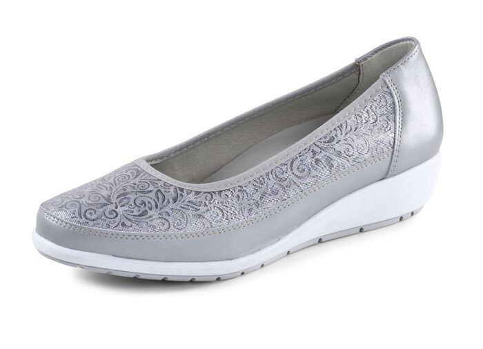 ELENA EDEN, comfortabele damesballerina&#39;s, breedte G, met uitneembaar voetbed SILBERGRAU