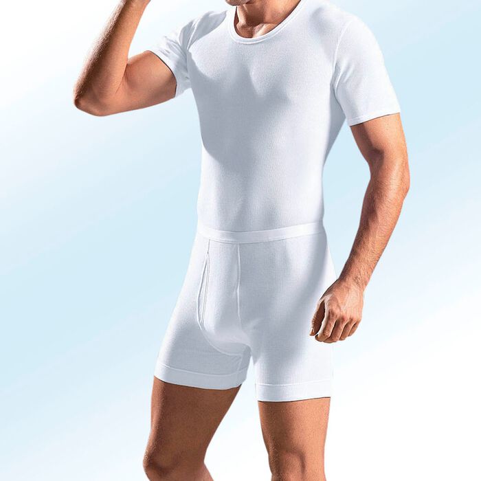 Schiesser dubbelrib onderbroek met gulp, wit 