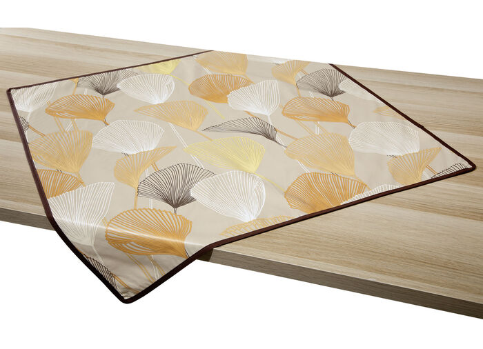 Tafelkleed van tafelzeil met bijpassende bies AARDE