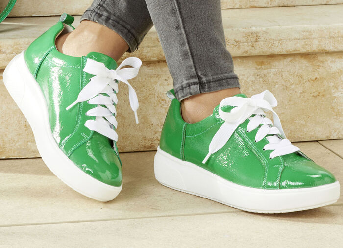 Waldläufer, trendy dames veterschoenen, breedte H, met uitneembaar voetbed GROEN