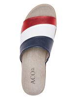 ELENA EDEN, comfortabele damesmuiltjes, breedte G, met uitneembaar voetbed BLAUW-WIT-ROOD