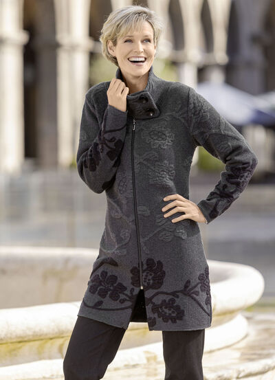Lang vest met cloqué-effecten 