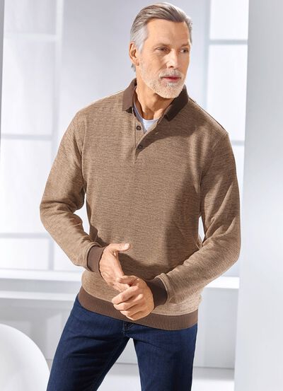Poloshirt met gebreide kraag 