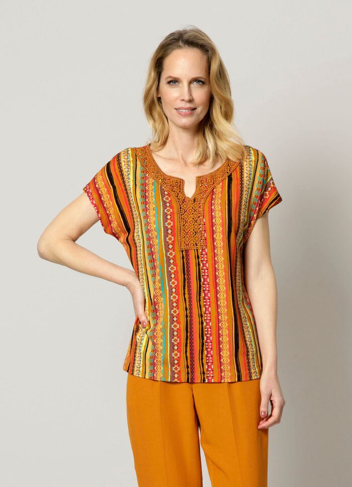 Shirt met gehaakte kanten rand 