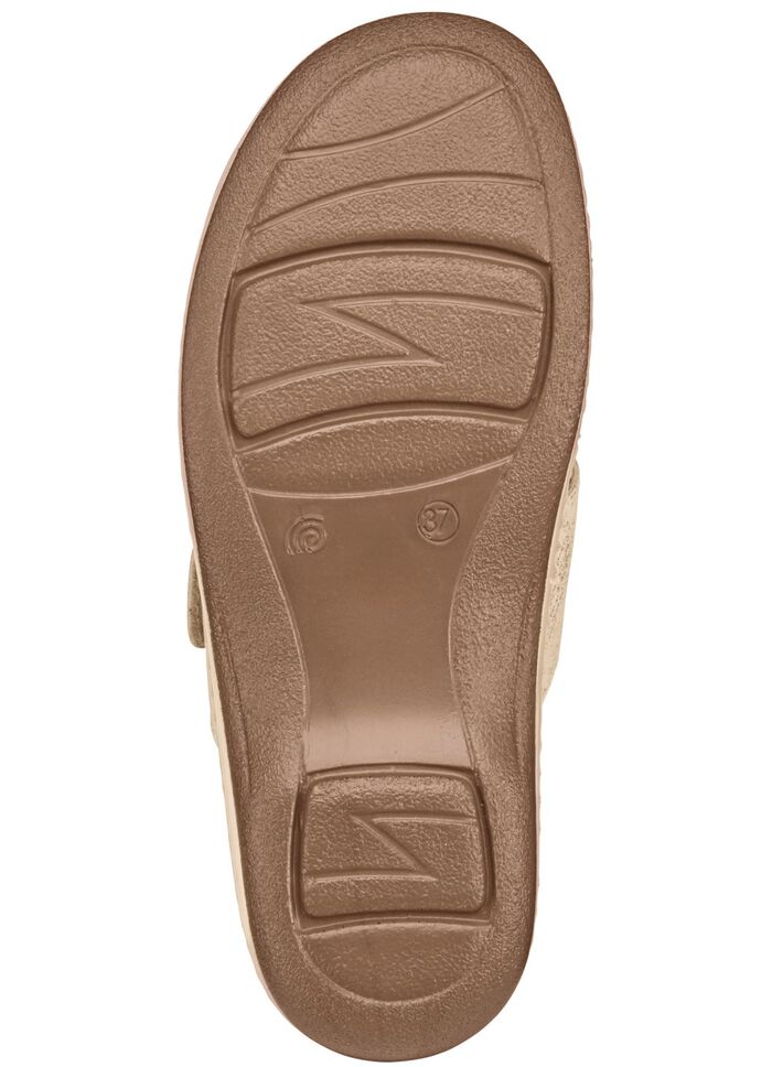 ELENA EDEN muiltjes met W&ouml;rishofer kurkleren voetbed ECRU