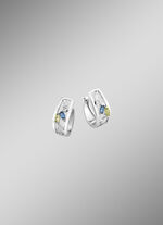 Creolen met blauwe topaas, bewaard gebleven, echte peridoot en synthetische zirkonia 