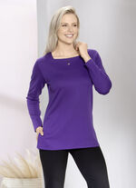 Charmant sweatshirt met knoopsluiting in 2 kleuren PAARS