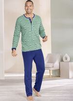 Pyjama met lange knoopsluiting en open randen 