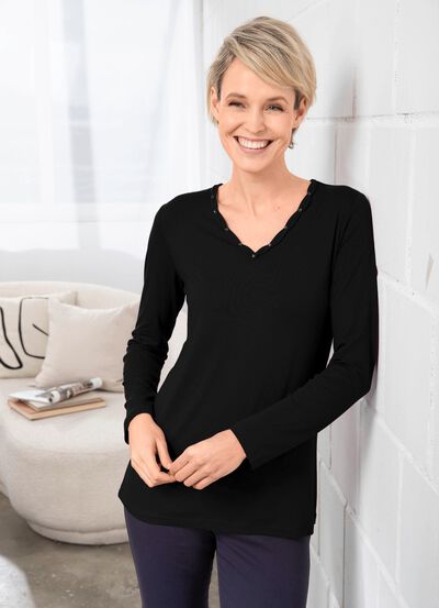 Shirt met V-hals, in 2 kleuren 
