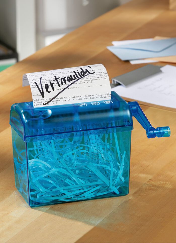 Mini-documentvernietiger met handslinger 