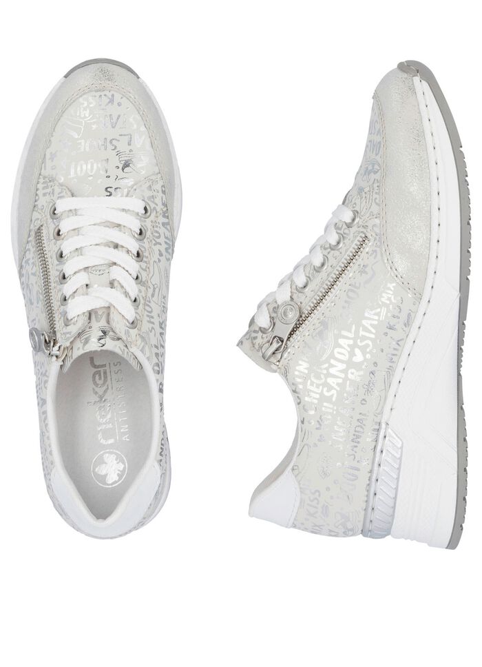 Rieker vetersneakers gemaakt van bedrukt synthetisch materiaal LICHTGRIJS-ZILVER