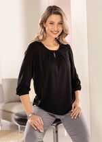 Shirt met split in 2 kleuren ZWART